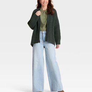 Cozy Forest Green Knit Cardigan